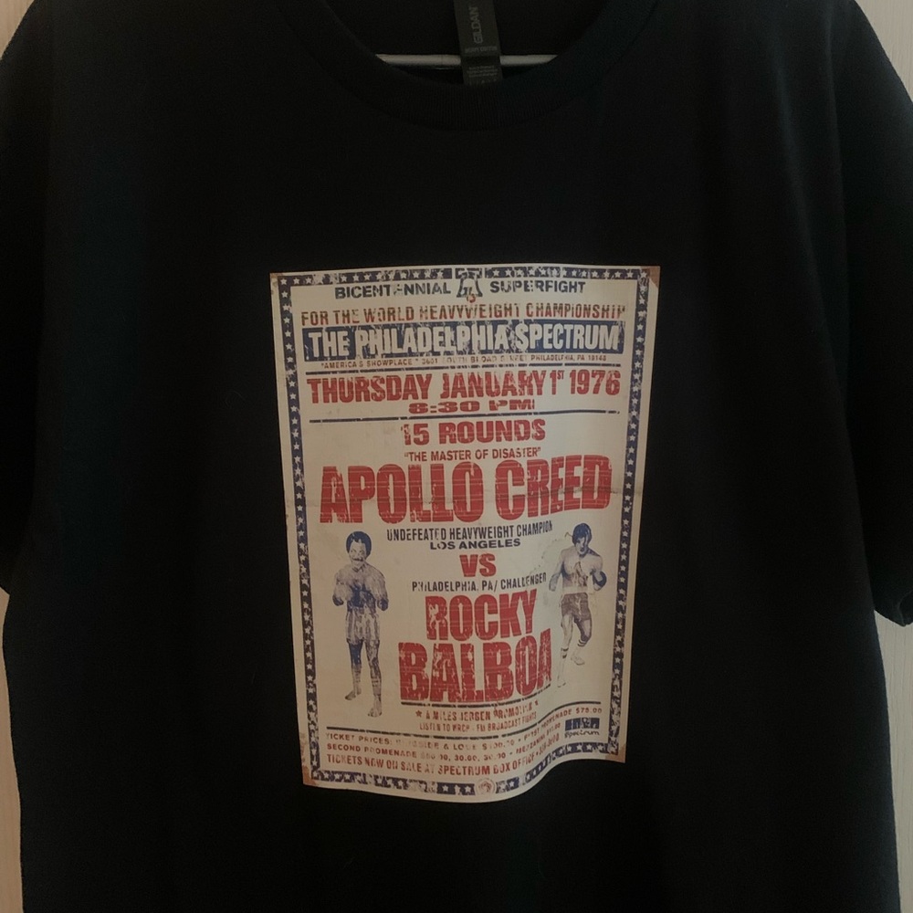 Black Graphic T-Shirt with Boxing Print